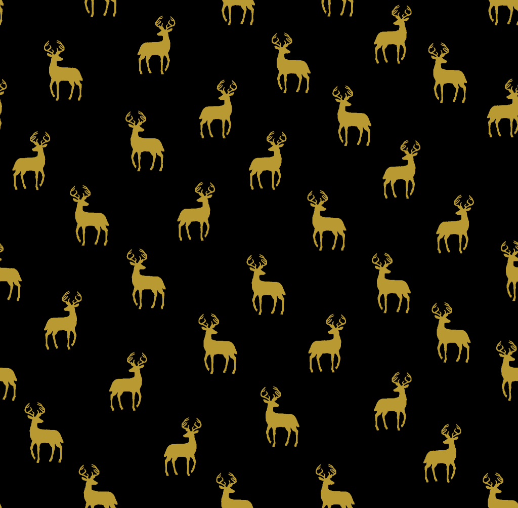 Deer Gold on Black Customizable Fabric Customizable Fabric 234391