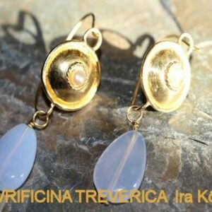 roman chalcedone earrings 1st and 2nd century AD - silver 925, silver 925 goldplated 24 carat - Aurificina Treverica
