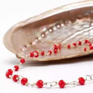 ROMAN LINK CHAIN WITH RED STONES AND PEARLS - Der Roemer Shop