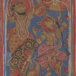 The Courtesan Kosa with the King's Charioteer: Folio from a Kalpasutra Manuscript
Gujarat, India, 15th century
Metropolitan Museum of Art, accession number 55.121.38.25
Source: https://www.metmuseum.org/art/collection/search/75000
Tags: period art color sex worker Indian Rupkosa Kośā dancer Page of an illuminated manuscript depicting a man drawing a bow and a courtesan dancing